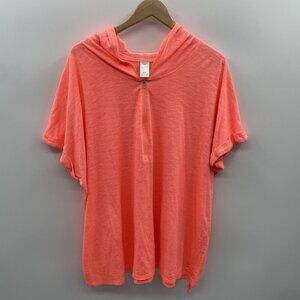 LIVI Lane Bryant Womens Plus Size 22/24 Activewear 1/4 Zip Hooded Top Orange 108